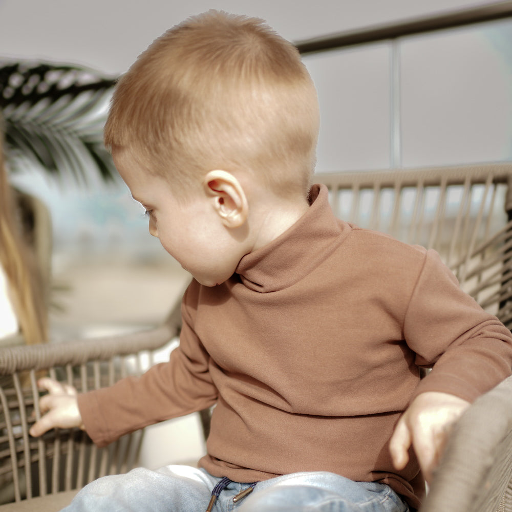 High neck brown  t-shirt