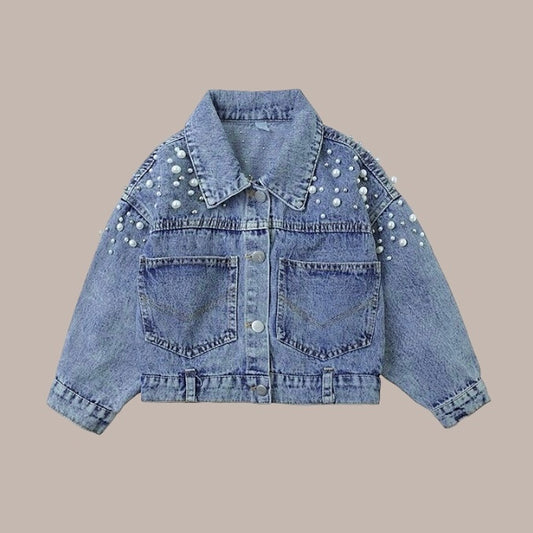 Denim jacket with pearls