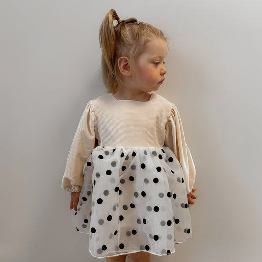 Beige polka dot baby body-dress